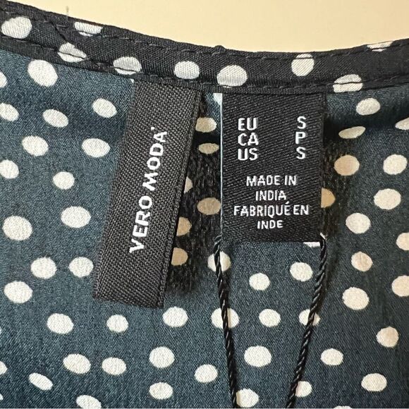 VERO MODA Black Polka Dot Henna Frill Wrap Dress, Size Small - Picture 11 of 16